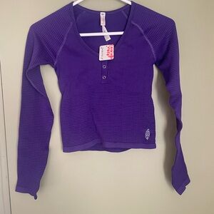 NWT FP Movement by Free People Purple Long Sleeve Active Top Sz XS/S